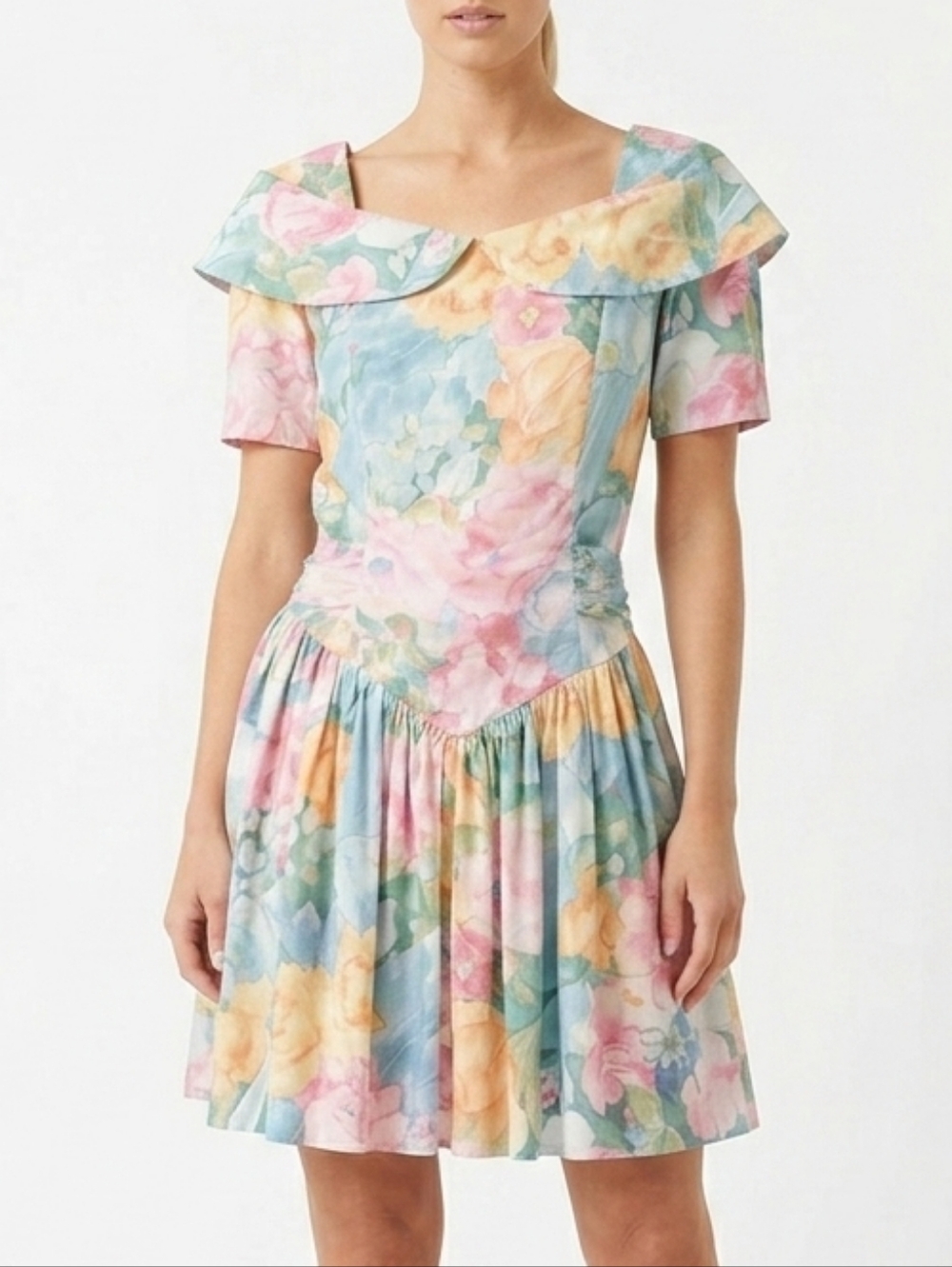 Vintage Pastel Floral Dress And Brooch Set Size S Preppy Cottagecore Feminine